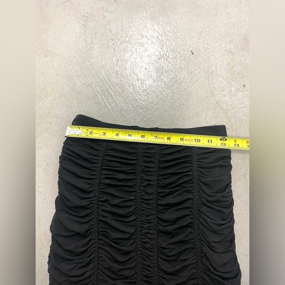 Burberry Black Ruched Form‎ Fitting Stretchy Pencil Skirt high waist office sz 2 - Picture 10 of 11